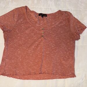 Almost Famous Women's Pink Ribbed Top